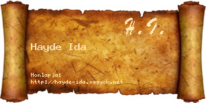 Hayde Ida névjegykártya